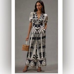 AnthropologyxFarm RioBlack and White Wrap Maxi Dress
